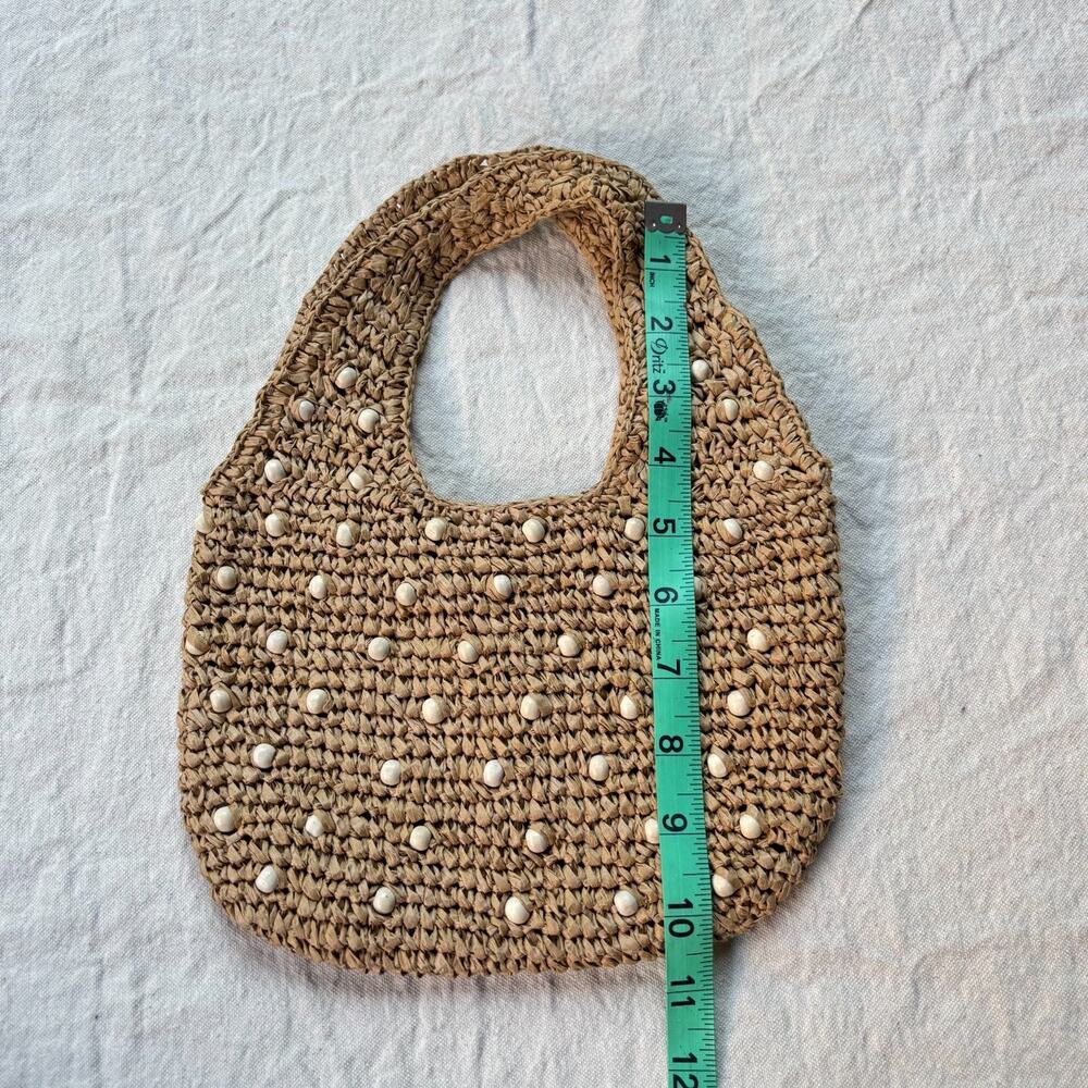 Madewell Raffia Beaded Mini Hand Bag Straw Woven Natural